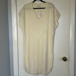SOFTIES V-Neck Sweater Luxury Lounge Sleep Dress Knit Cream Women Sz S/M NEW TAG
